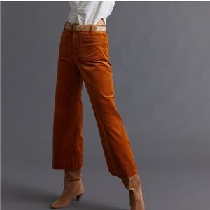 Anthropologie Maeve Colette Cropped Corduroy Pants, Cedar